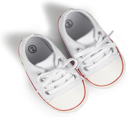 Unisex Baby Boy Girl Canvas Sneaker Soft Sole Ankle Infant First Walkers Crib Shoe